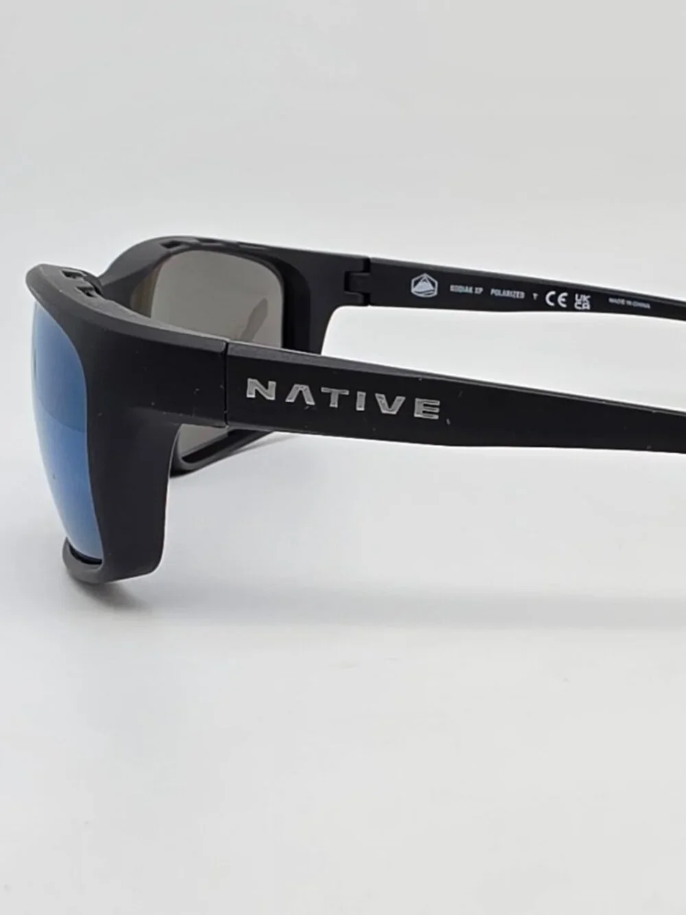 Native Kodiak XP XD9037 Matte Black Frame Polarized Blue Mirror Lens Sunglasses